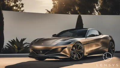 A sleek, modern car with golden hour lighting and sharp details.