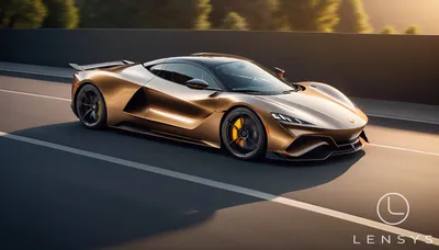 A sleek, modern car in golden hour lighting, emphasizing its elegant aerodynamic design.