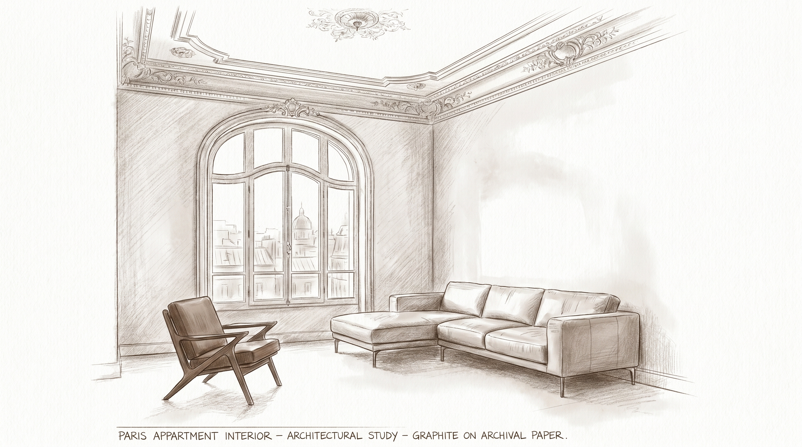 Delicate Architectural Sketch Soft Graphite Depicting