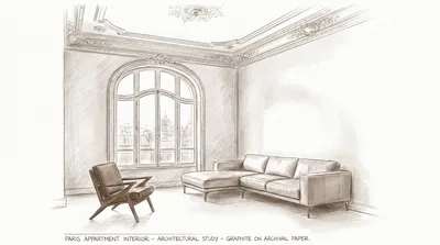 Delicate Architectural Sketch Soft Graphite Depicting